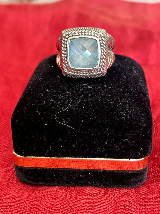 Judith Ripka Sterling Silver and Blue Topaz Ring-sz 6.5