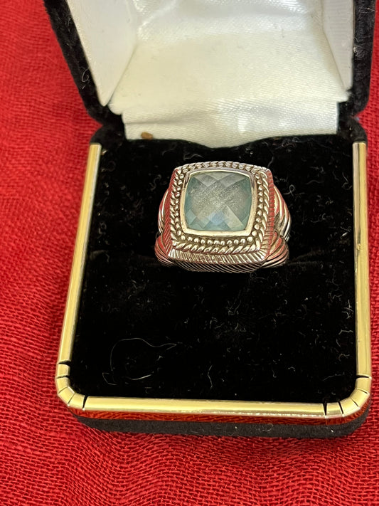 Judith Ripka Sterling Silver and Blue Topaz Ring-sz 6.5