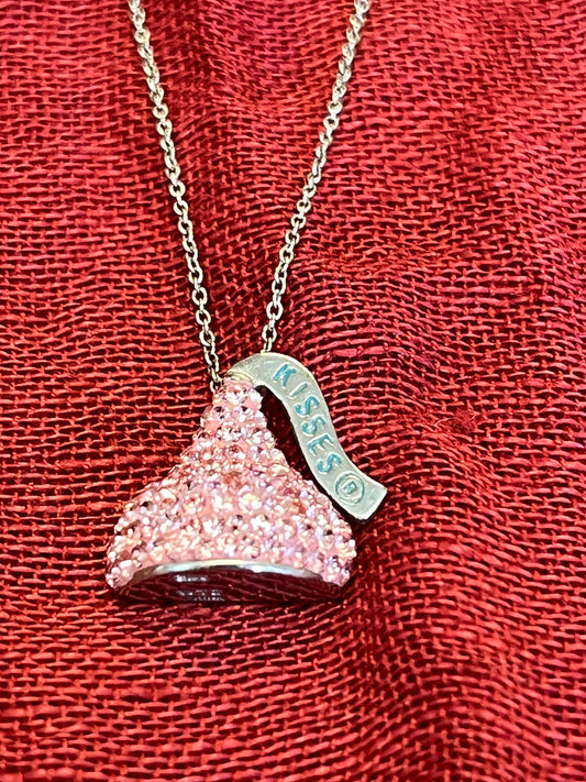 Sterling Pink CZ "Hershey's Kiss" Necklace