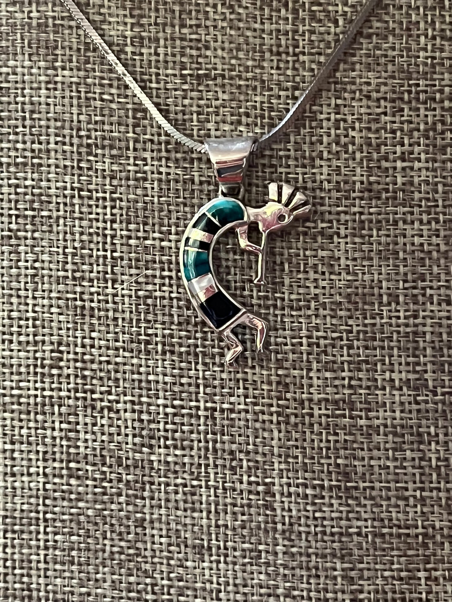 Sterling and Gemstone Kokopelli Pendant Necklace