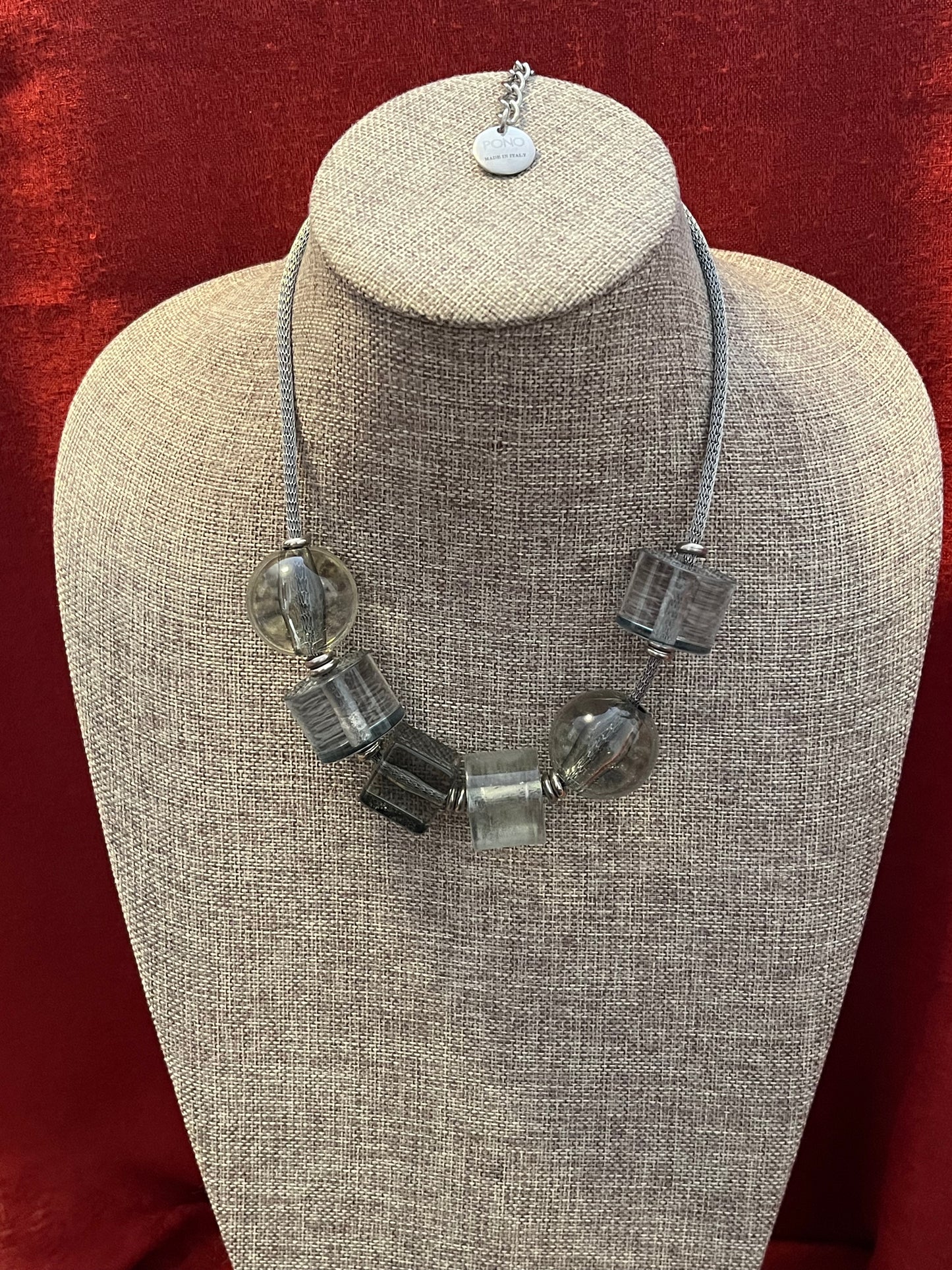 PONO Made in Italy Clear Acryclic Bead Statement Necklace