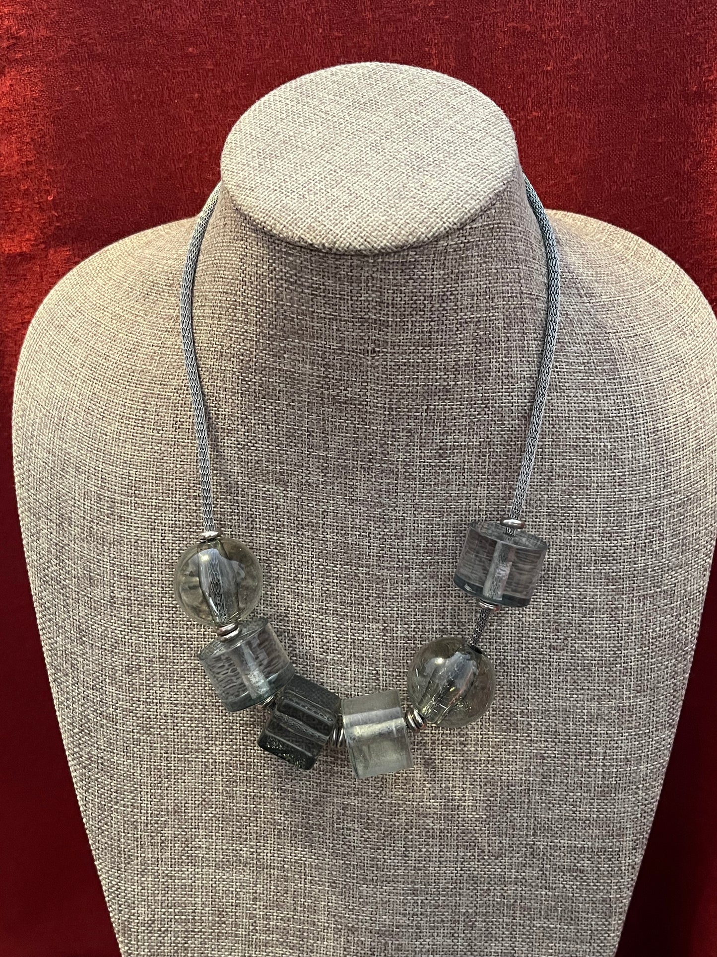 PONO Made in Italy Clear Acryclic Bead Statement Necklace