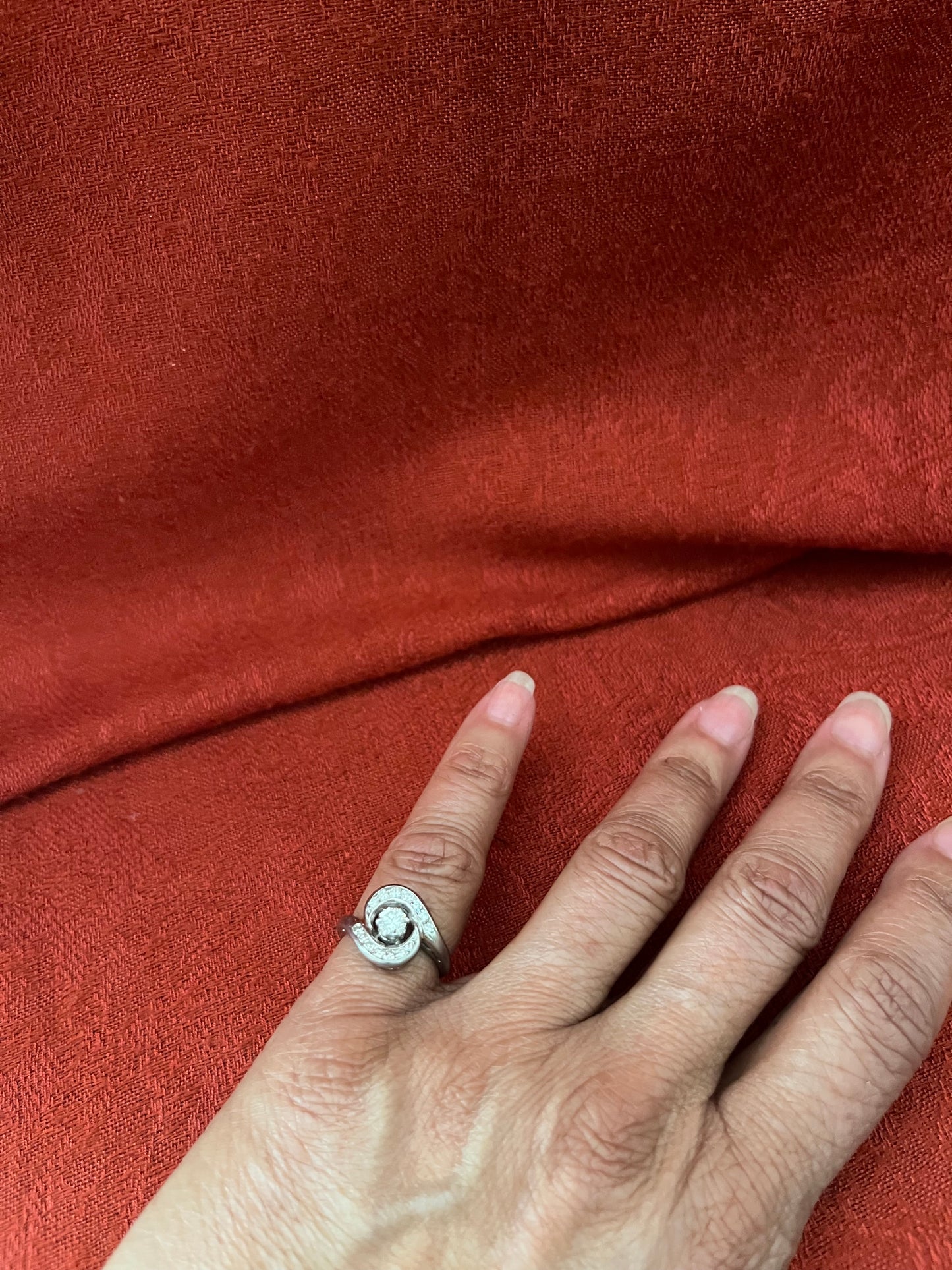 Vintage 18KT White Gold and Diamond Cocktail Ring-Size 5