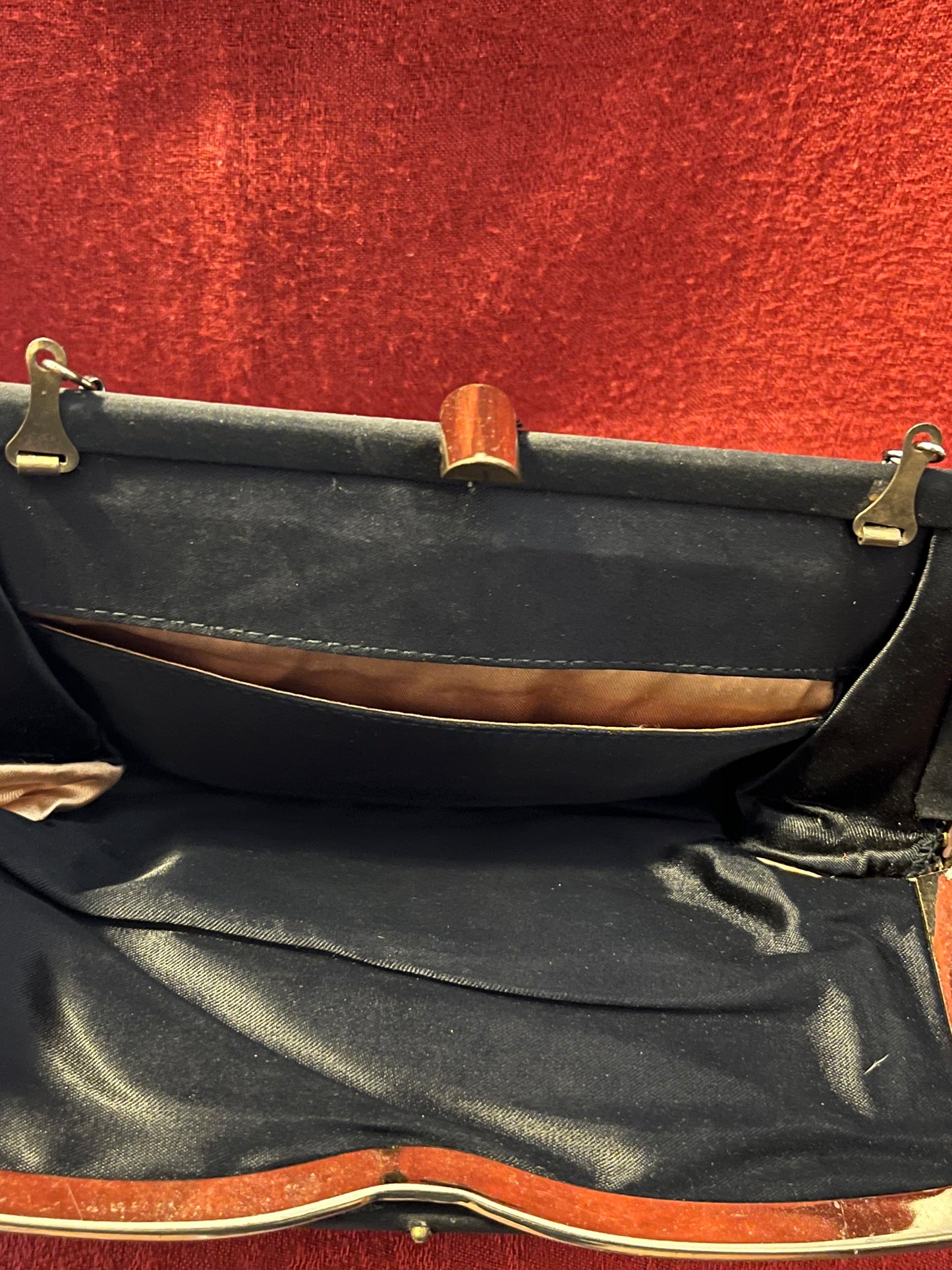 Vintage Black Satin Evening Bag