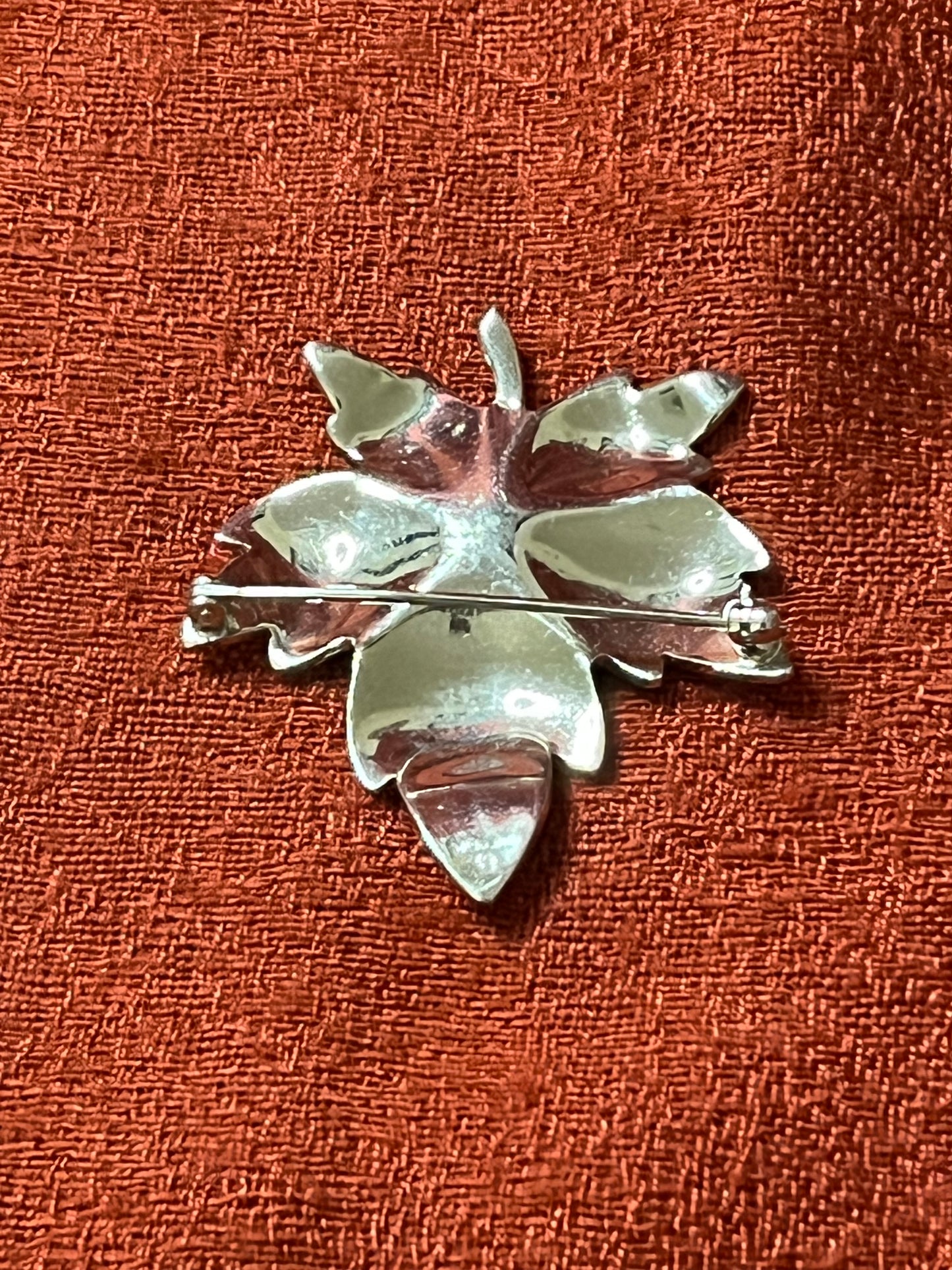 Vintage Sterling Engraved Maple Leaf Pin
