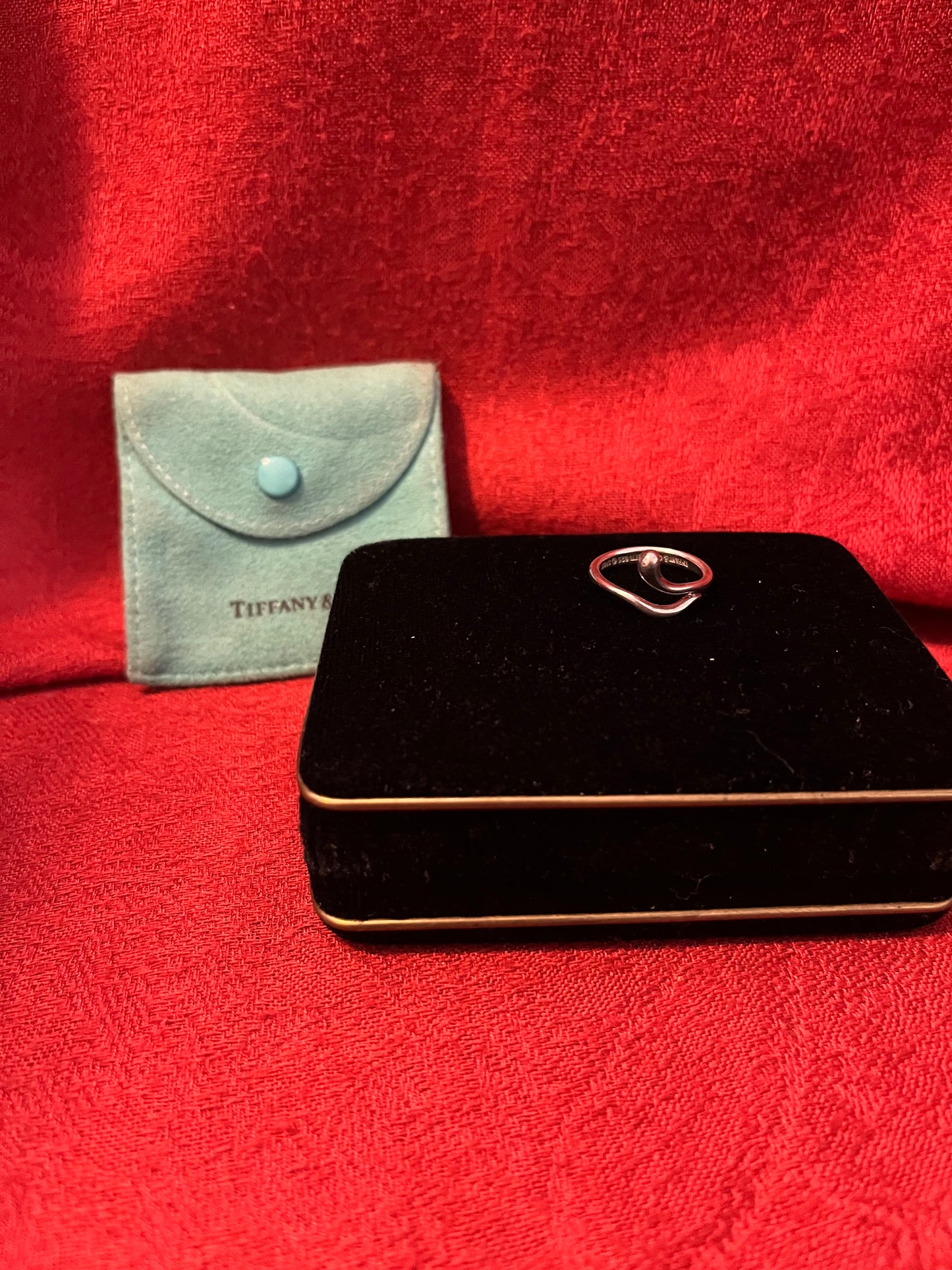Tiffany & Co. Elsa Peretti Silver Teardrop Snake Ring Size 5.5