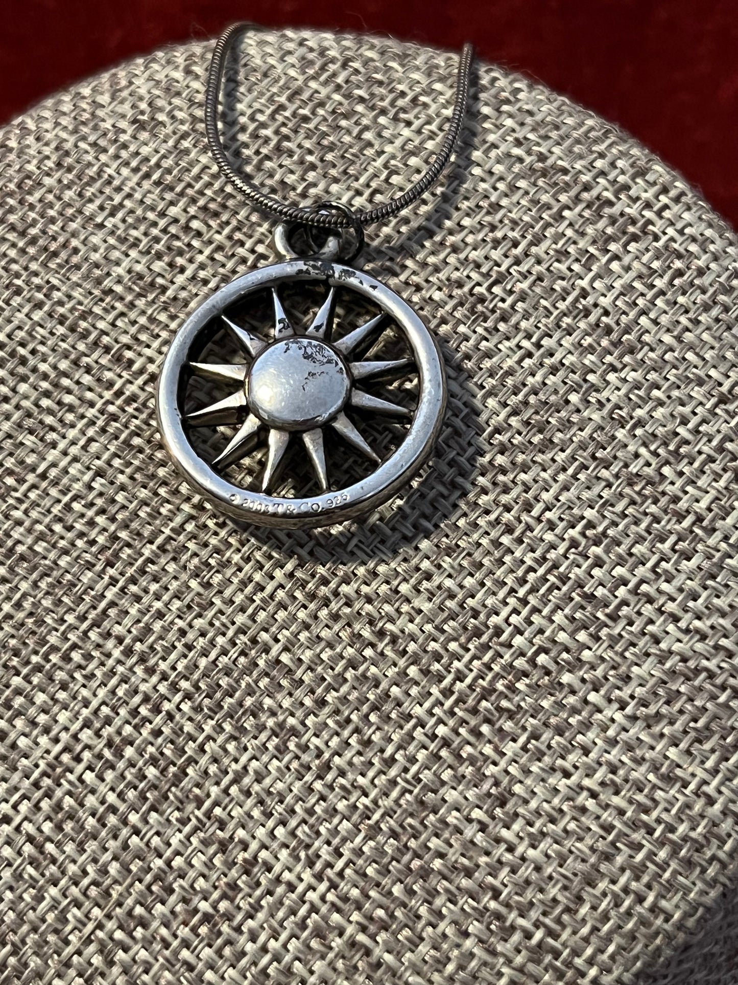 Vtg 2003 Tiffany & Co Sterling Sun Wheel Sunburst Pendant-No Box