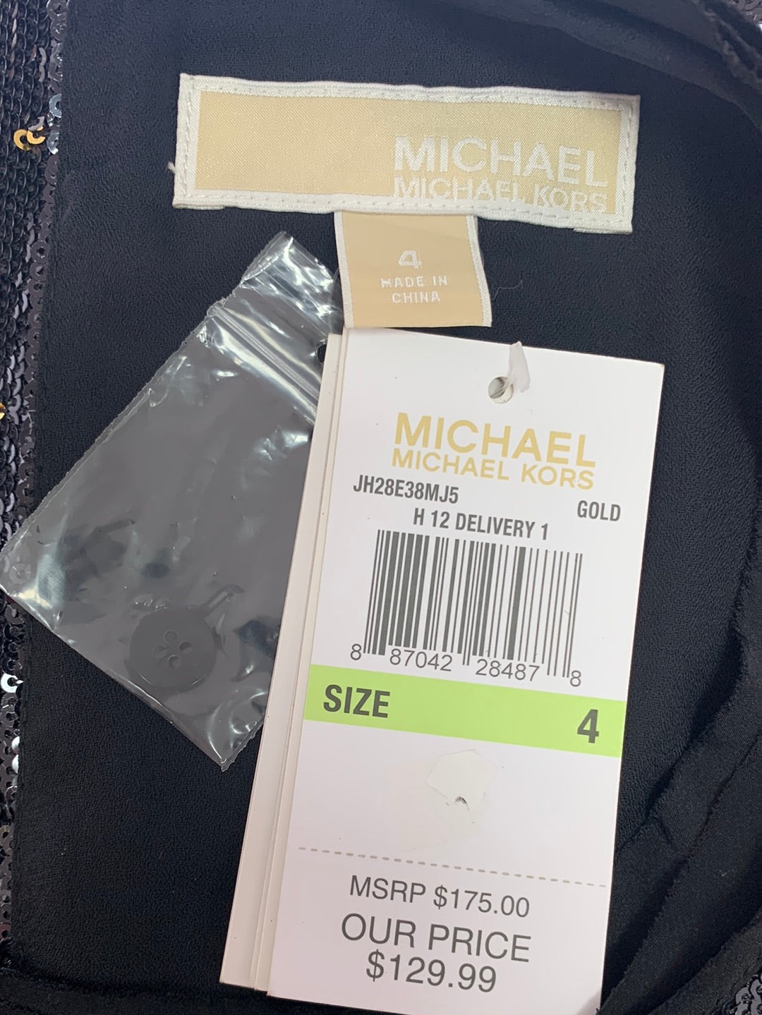 NWT - MICHAEL MICHAEL KORS black gold Sequin Sleeveless Dress - 4