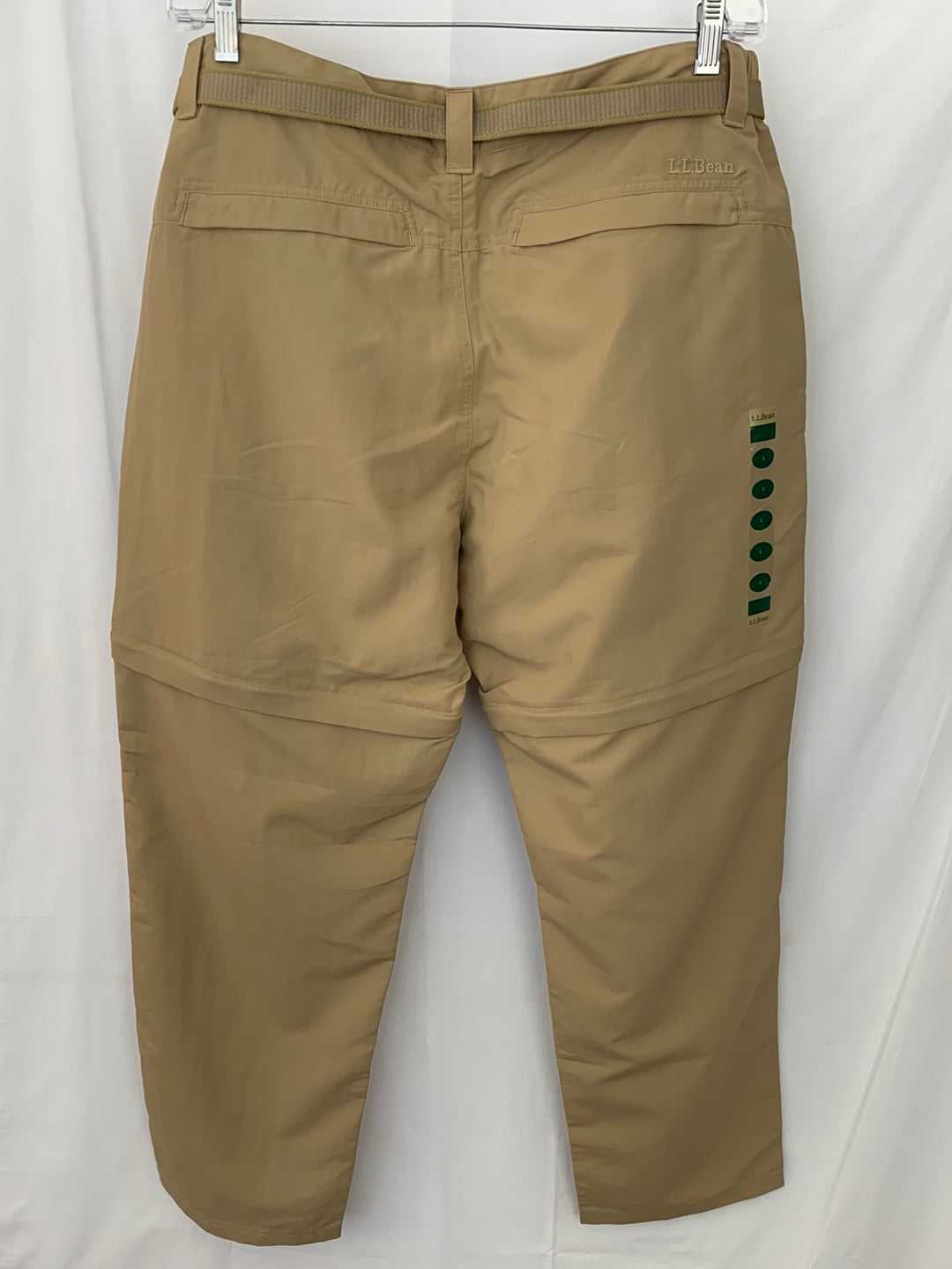NWT - LL BEAN Dark Khaki UPF 50+ NoFly Zone Zip-Leg Pants - L