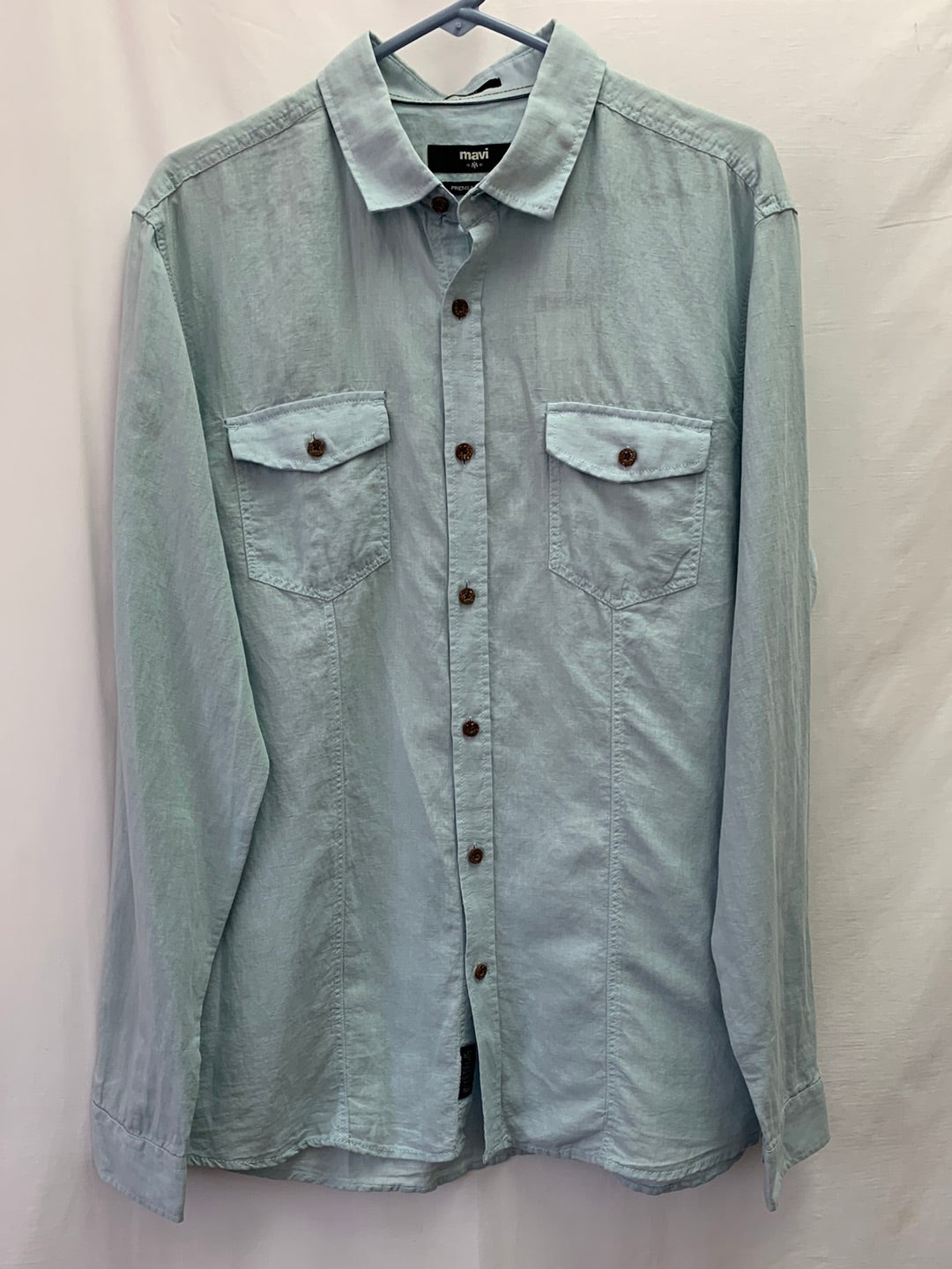 NWT - MAVI blue Linen Cotton Long Sleeve Slim Button Up Shirt - Large