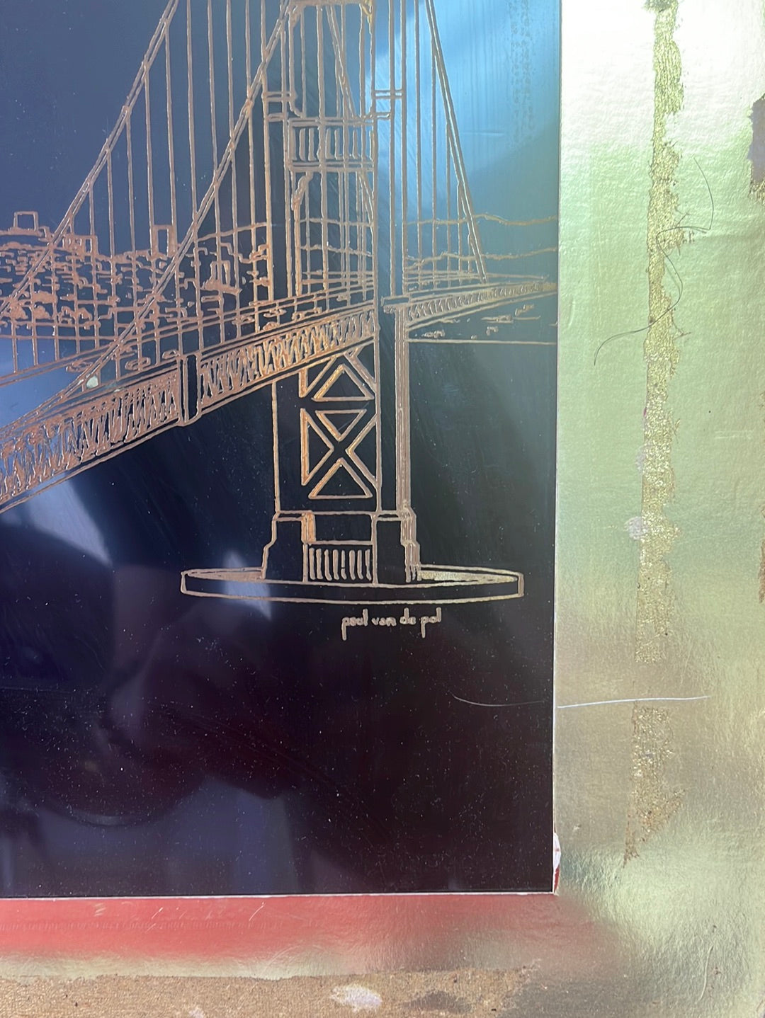 VTG -- Paul van de Pol Hand-Rubbed Brass Etching of the Golden Gate Bridge
