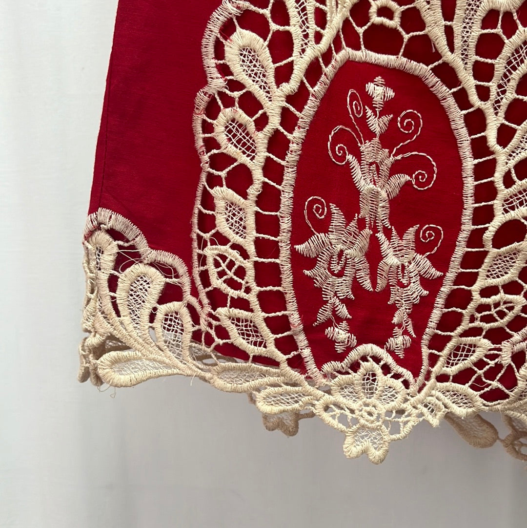 Ark & Co. Red Shorts with Ivory Lace Embroidery -- Size S