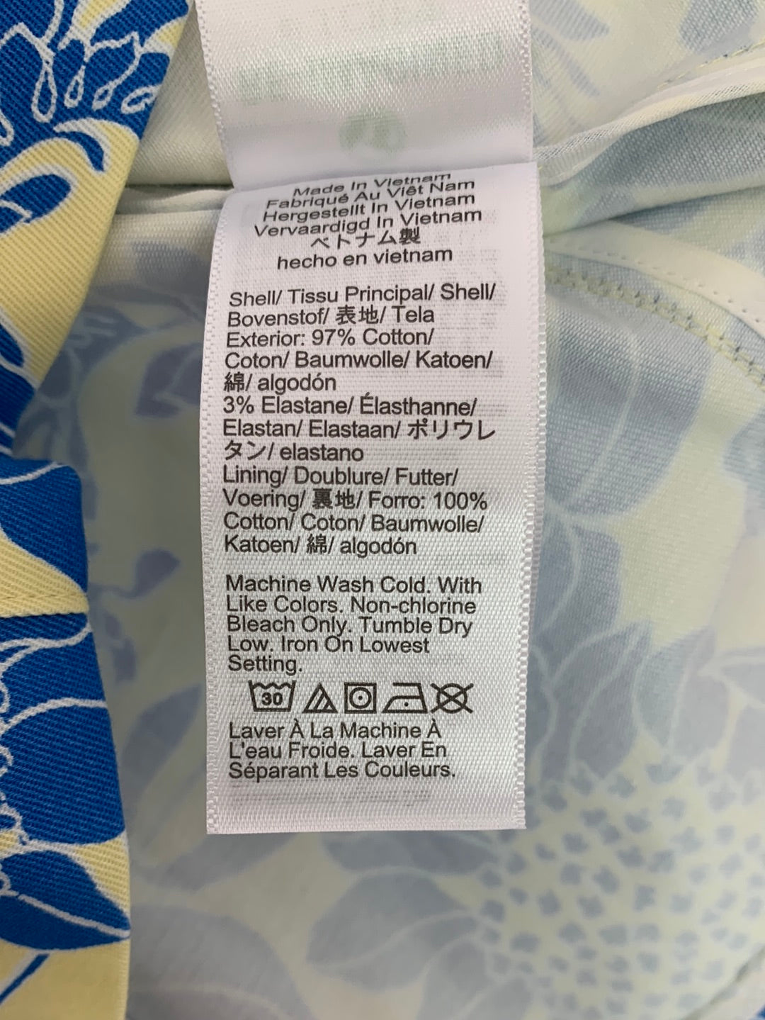 NWT - J CREW blue floral Twill Button-Front Puff-Sleeve Mini Dress - 14