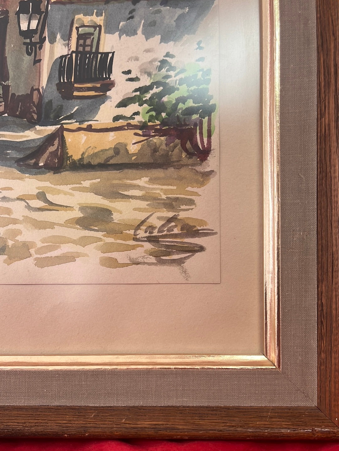 SIGNED AND FRAMED -- Calon, Original Watercolor of Central American Pueblo