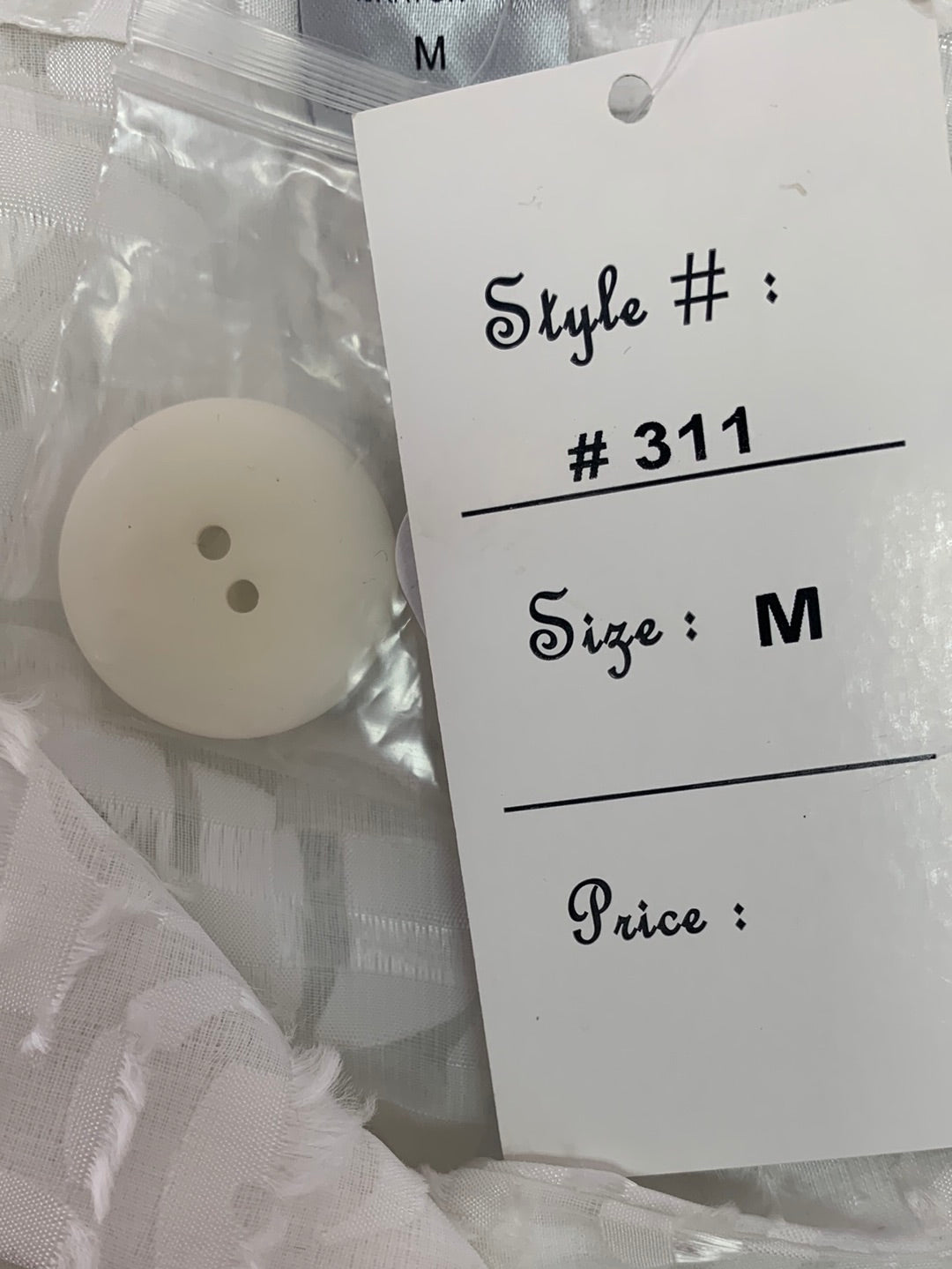 NWT - DAMEE INC white print Sheer Textured Puff Sleeve Jacket - Medium