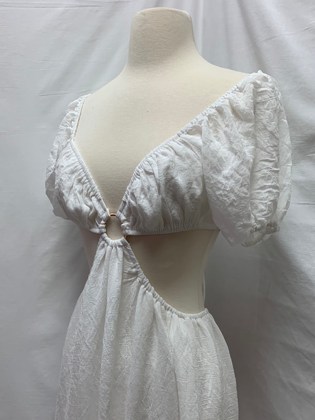 NWT - PRINCESS POLLY white Danica Puff Sleeves Midi Dress - 6