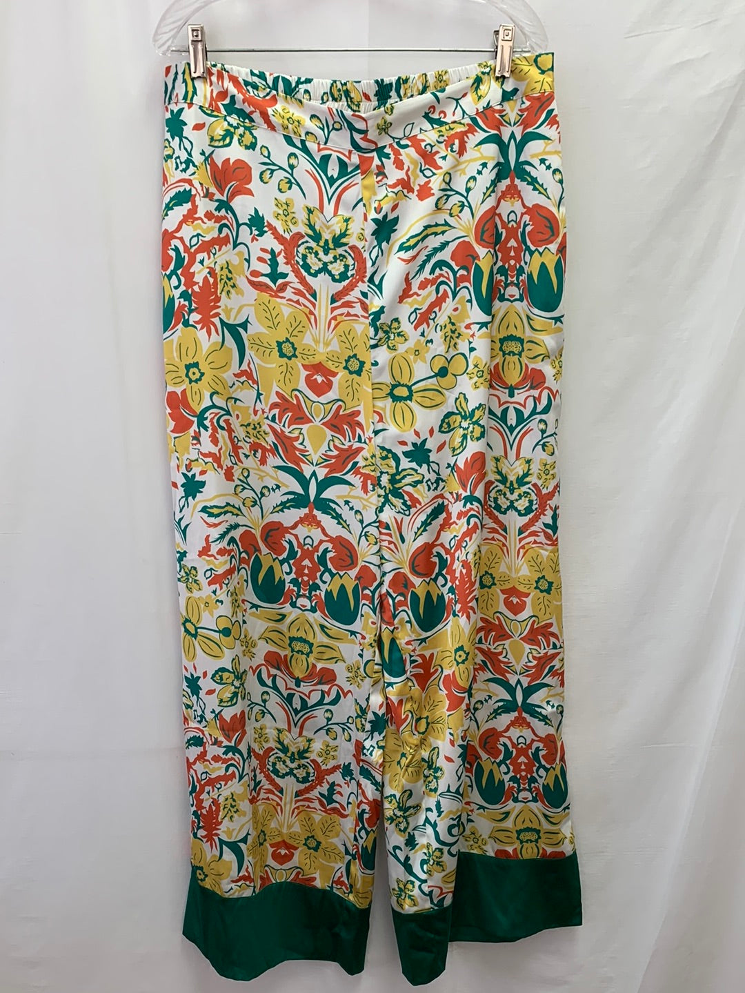 NWT - SRUTHI JAYADEVAN / THE DROP floral print Wide Leg Satin Pants - XL