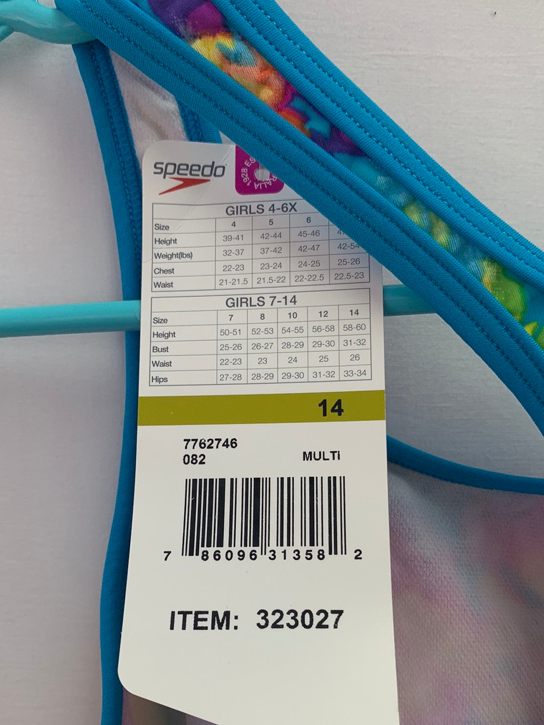 NWT - SPEEDO GIRLS tie dye print One Piece Swimsuit - 14