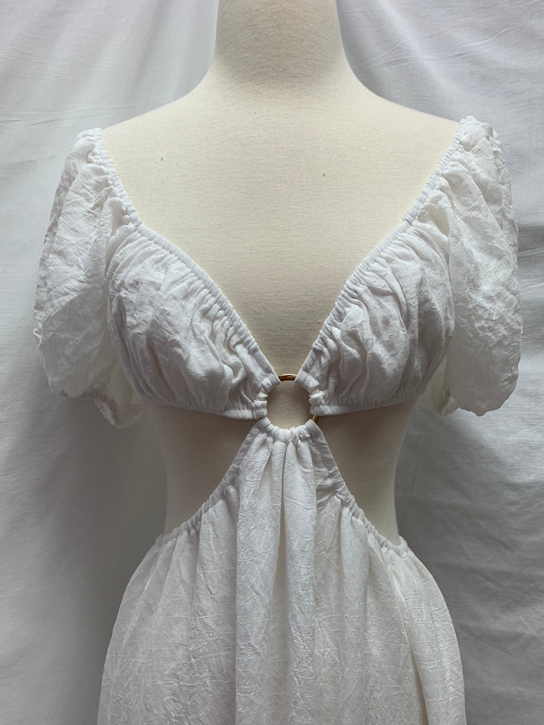 NWT - PRINCESS POLLY white Danica Puff Sleeves Midi Dress - 6