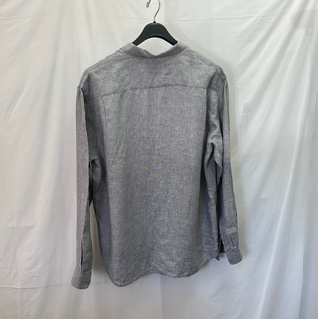 Black Brown 1826 Mens Grey Linen Button Down Shirt -- Size XXL