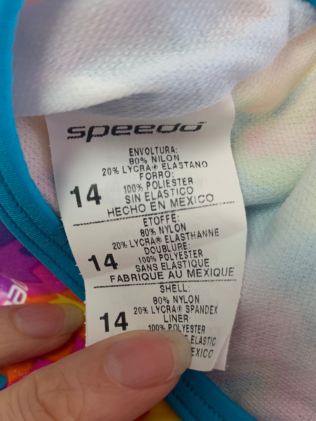 NWT - SPEEDO GIRLS tie dye print One Piece Swimsuit - 14