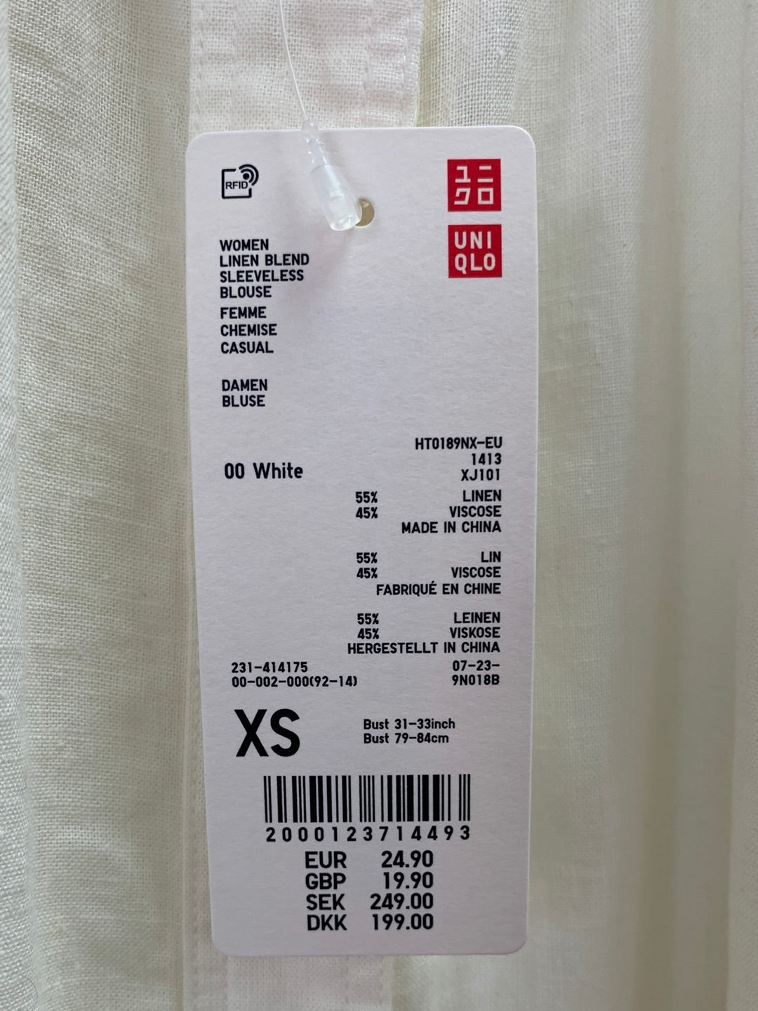 NWT - UNIQLO cream Linen Blend Sleeveless Blouse - X-Small