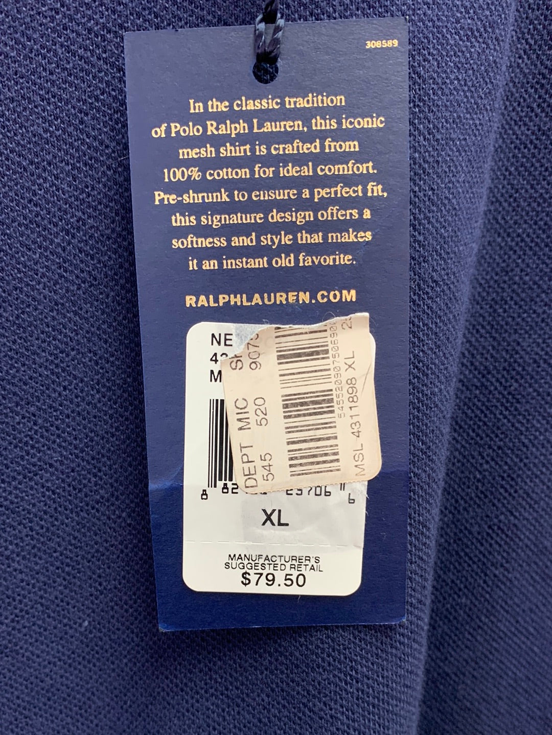 NWT - POLO RALPH LAUREN navy red Long Sleeve Mesh Polo Shirt - XL