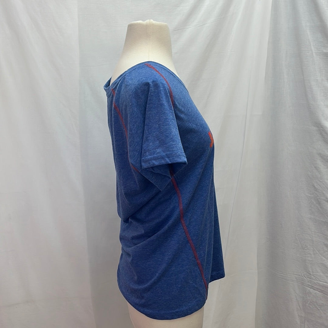 NWT -- CHAMPION blue Kansas Jayhawks V-Neck Shirt -- L