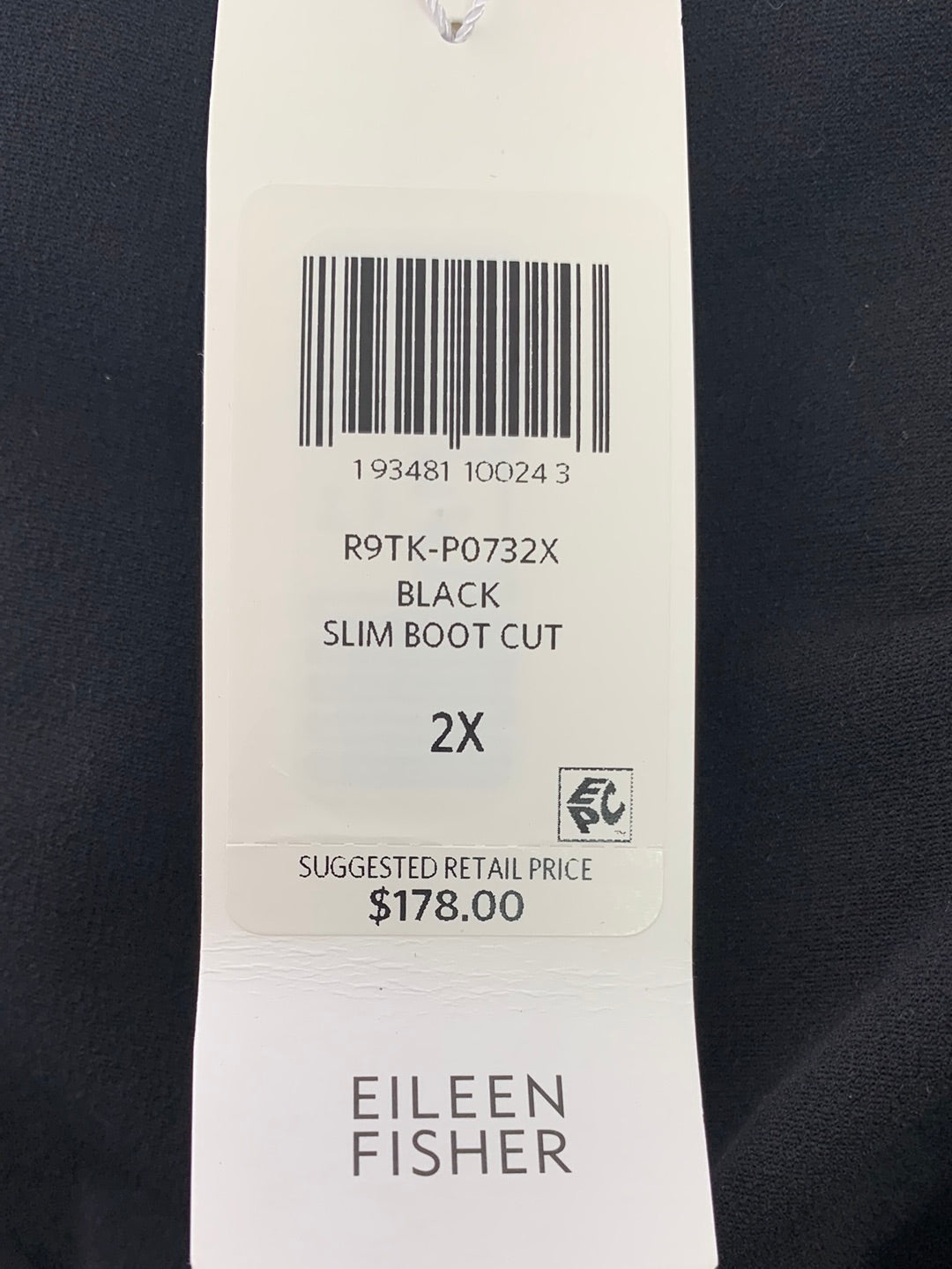 NWT - EILEEN FISHER black Stretch Crepe Slim Boot Cut Pants - 2X