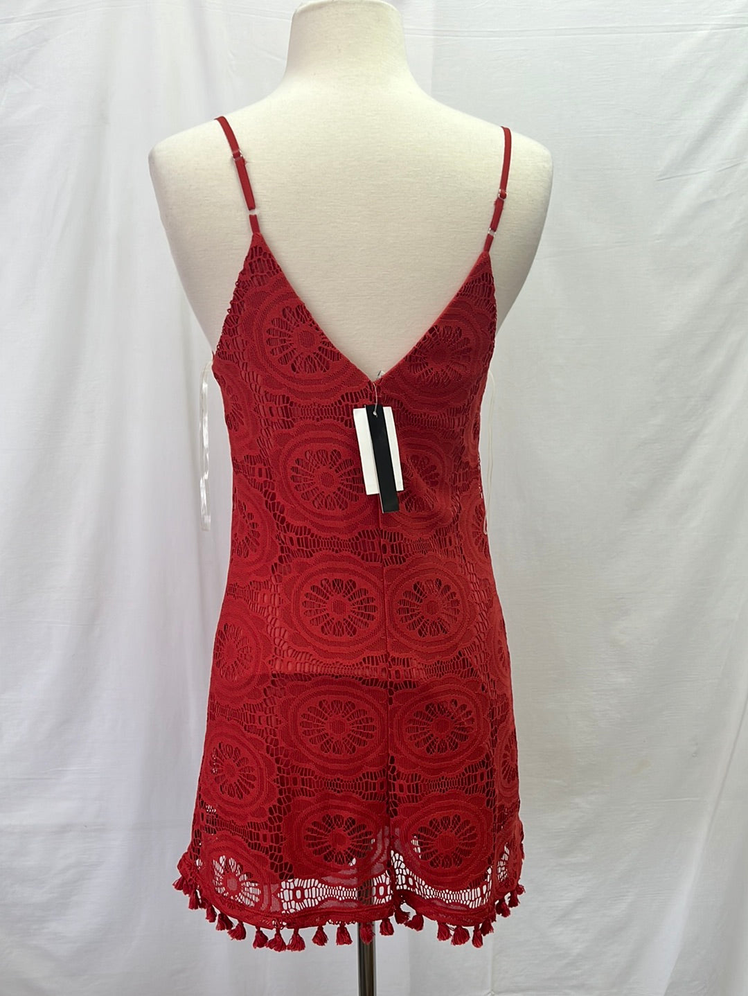 NWT -- XTRAORDINARY orange Crochet Mini Spaghetti Strap Shift Dress -- Small