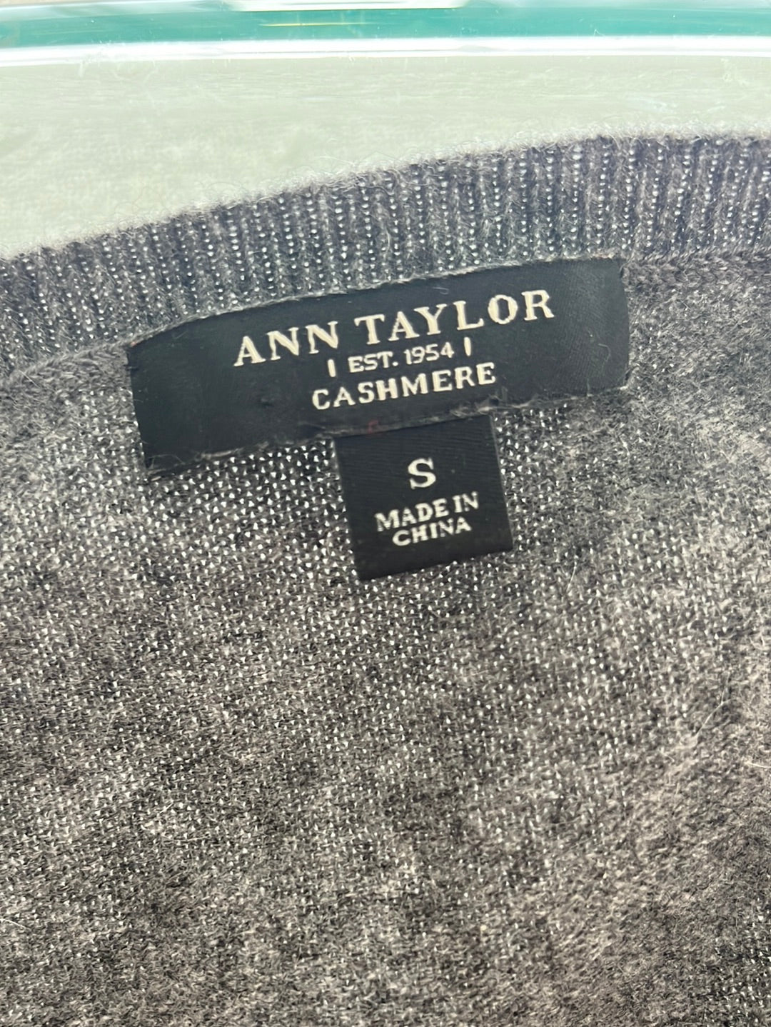 ANN TAYLOR Women's Grey Cashmere Cardigan w/ Rhinestone Buttons and Ruffle Trim -- Size S