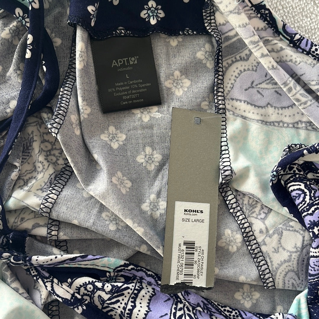 NWT -- APT 9 Purple+Turquoise Paisley+Floral Chemise -- L