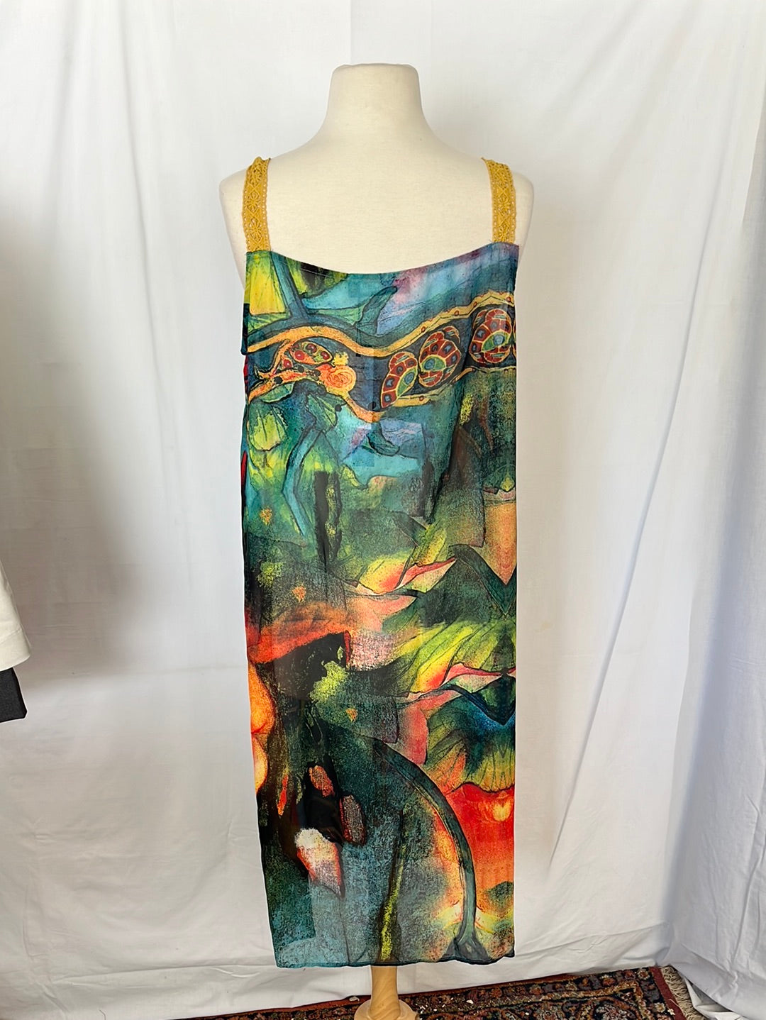 NWT -- Gracila multicolor print Semi-Sheer Swim Cover-Up Tank Dress -- XL