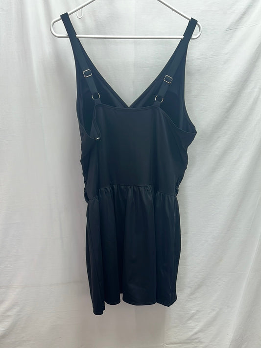D & CO. Beach Black Ruched Swim Dress - Size: US 24W