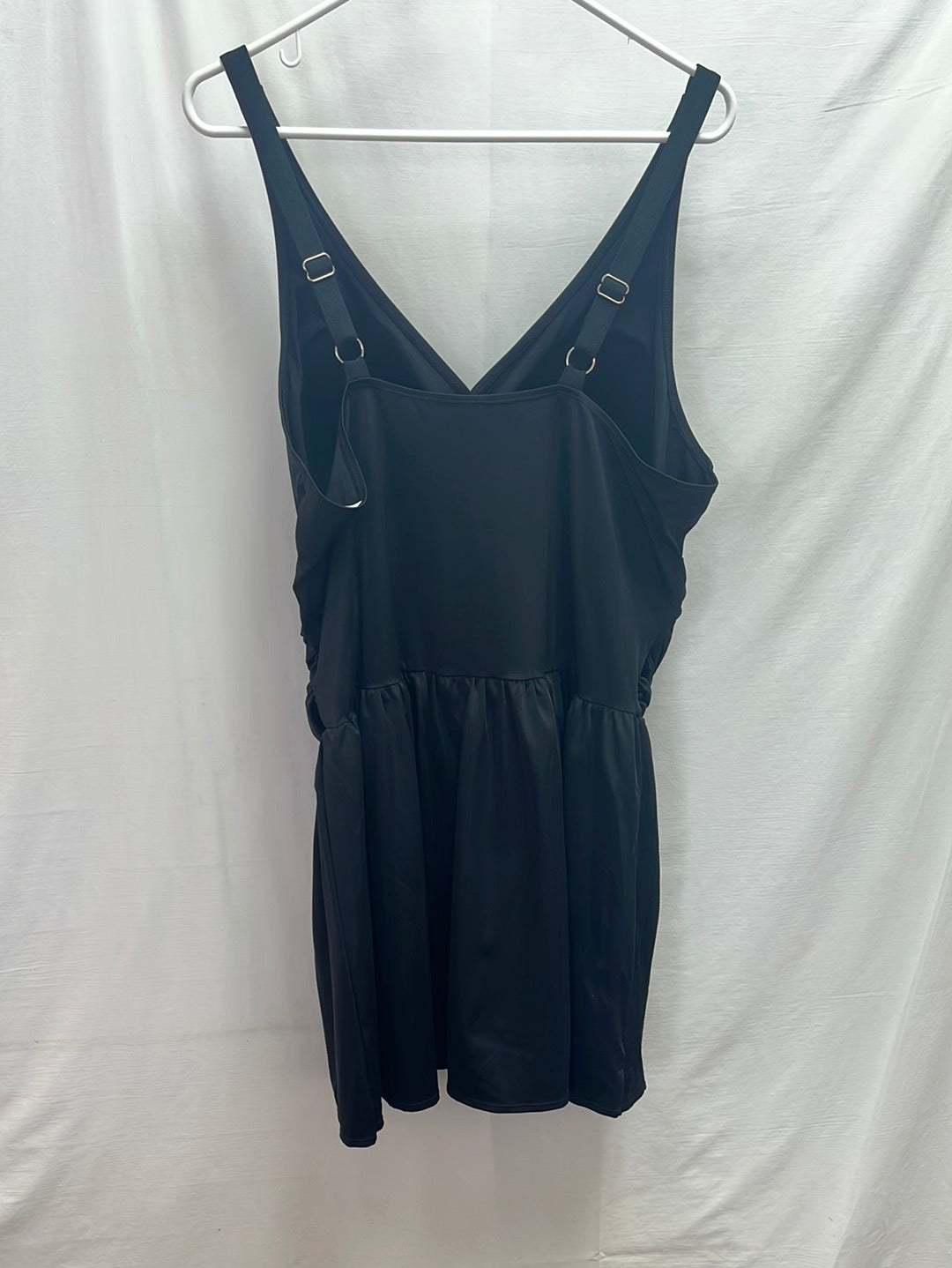DENIM & CO. Black Slimming Ruched Swim Dress -- US 24W