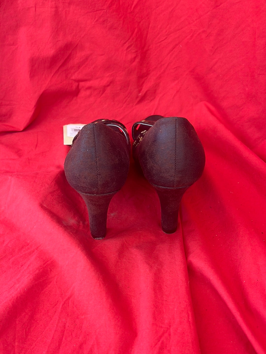 NWT -- L.E.I. Brown Leather Open-Toed Heels -- Size 9.5 US