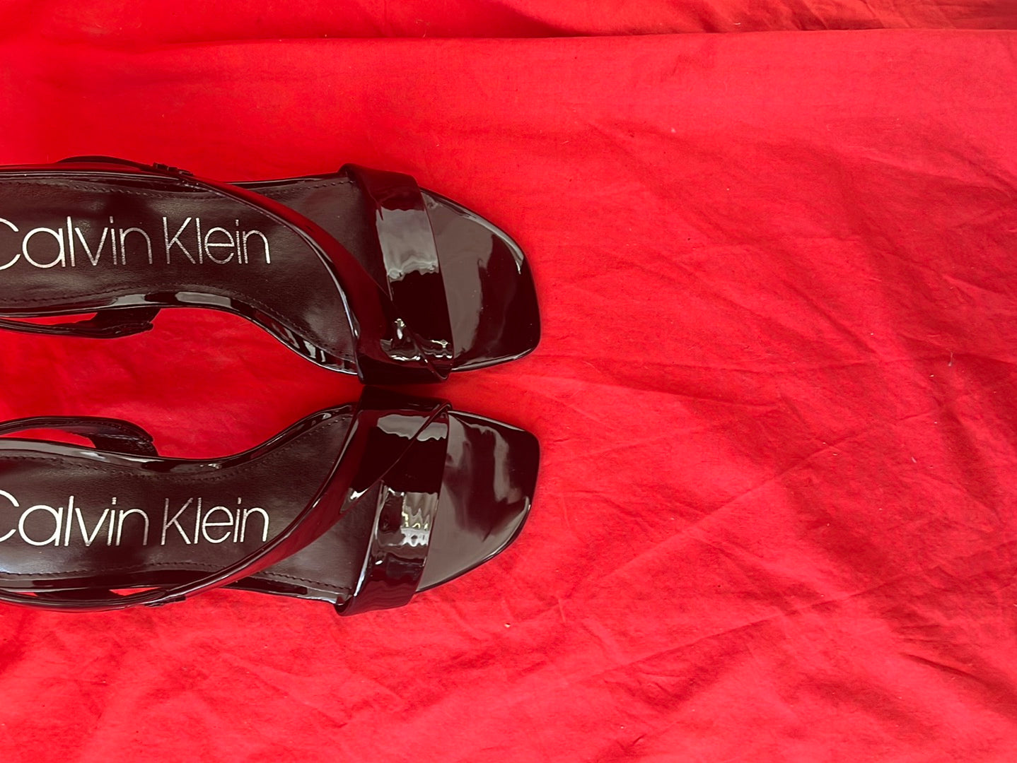 CALVIN KLEIN Women's Black Leather Honor Heel Sandal -- Size 8M