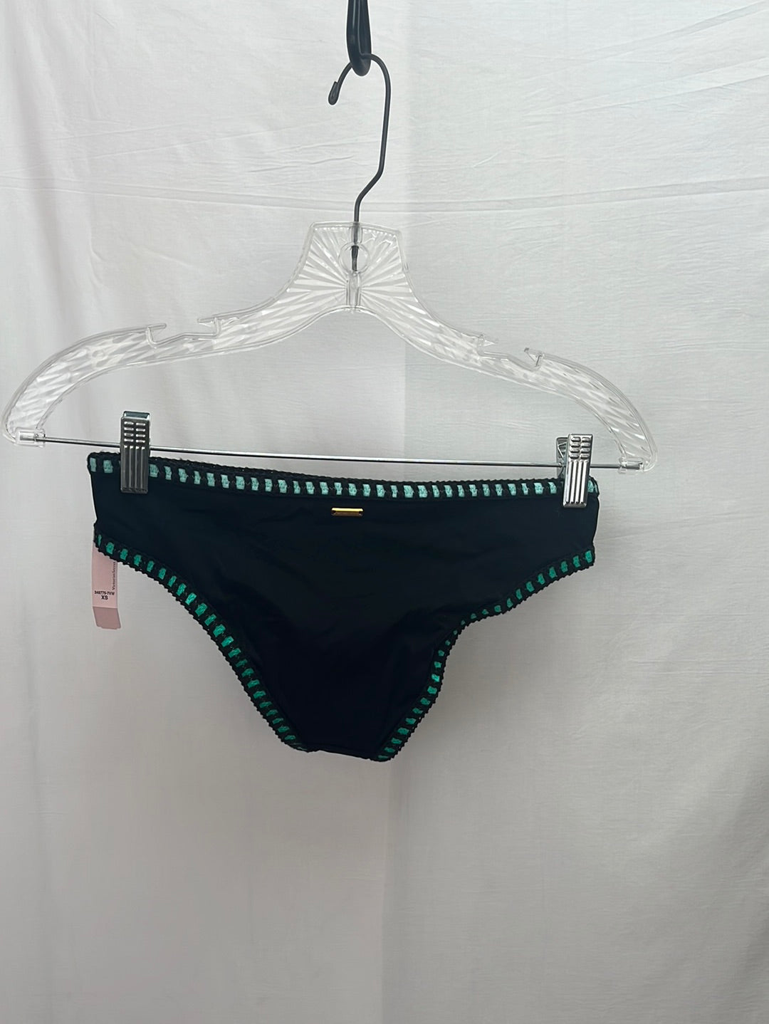 NWT -- VICTORIA'S SECRET Black Green Trim Cheeky Bikini Bottom -- XS
