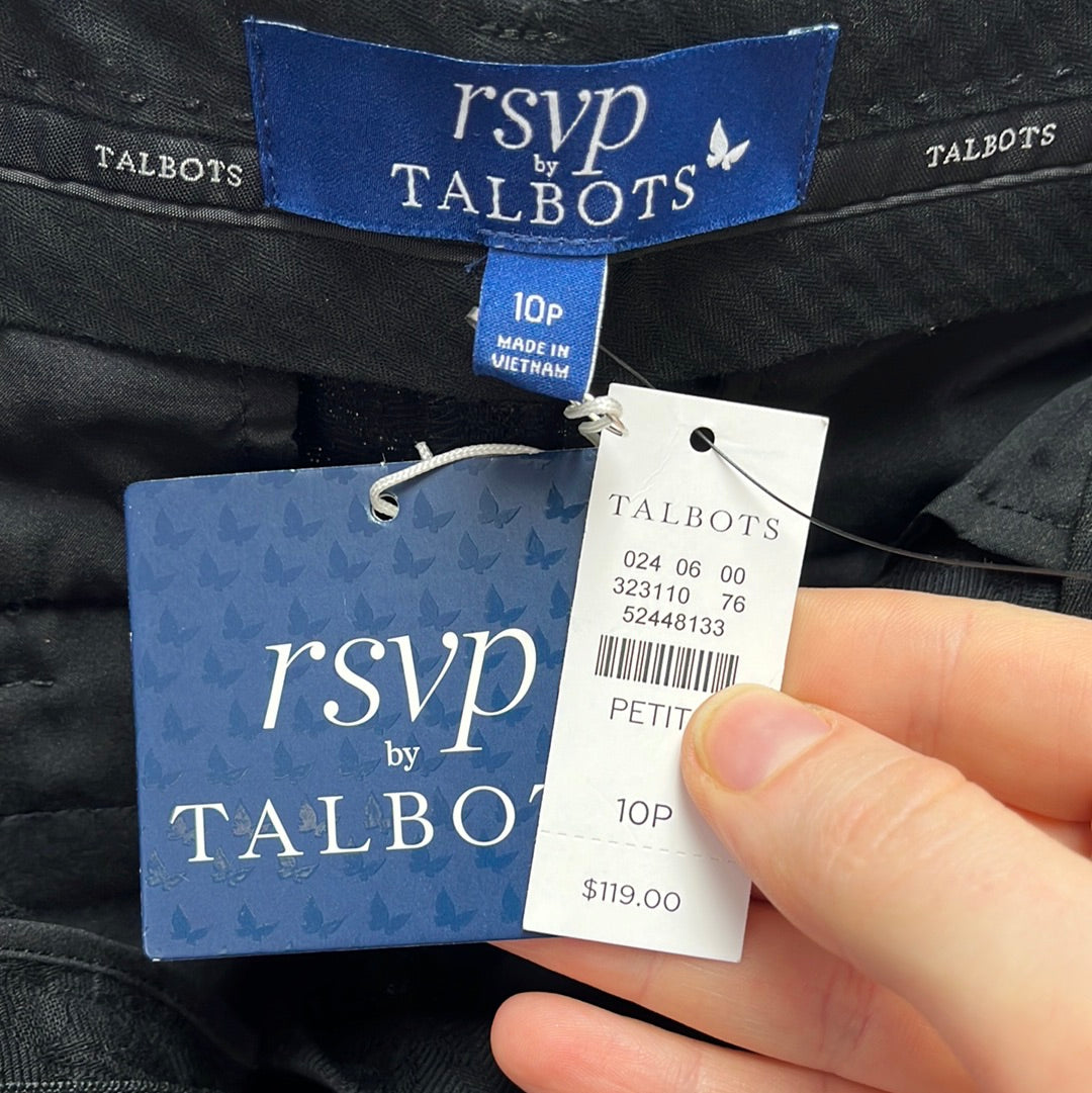 NWT -- RSVP by Talbots Black on Black Floral Embossed Ankle Pants -- Size 10P