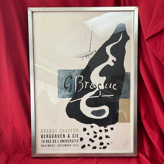 VTG -- Framed Reproduction of Poster for Georges Braque's 1953 Paris Exhibition