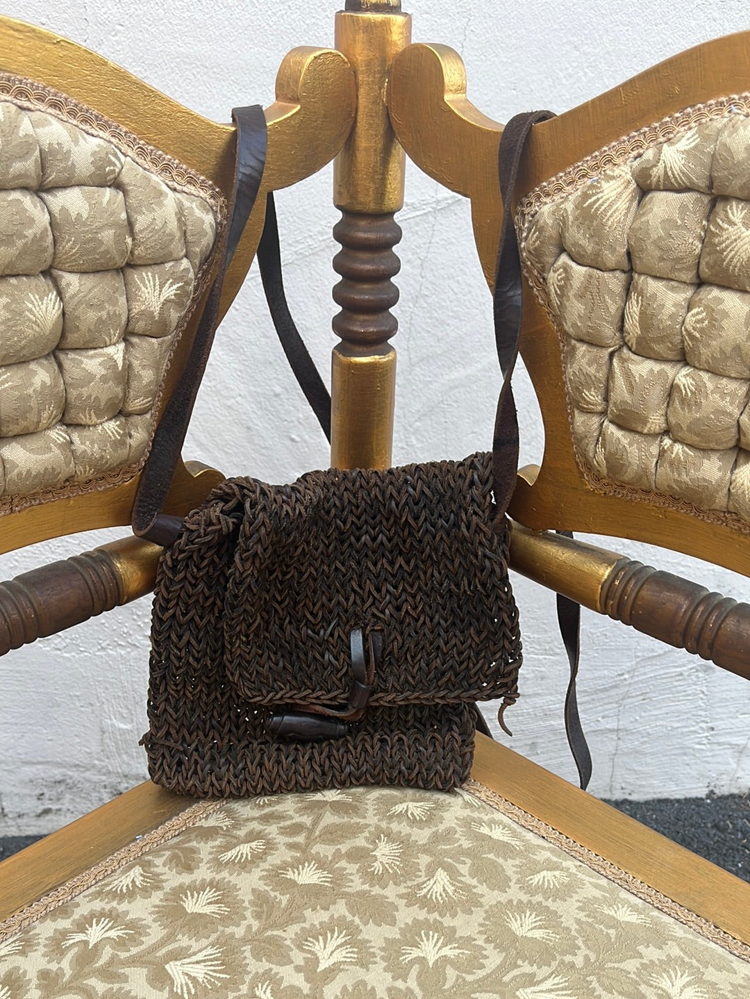 ENZO ANGOLINI -- Brown Woven Leather Crossbody Satchel Purse
