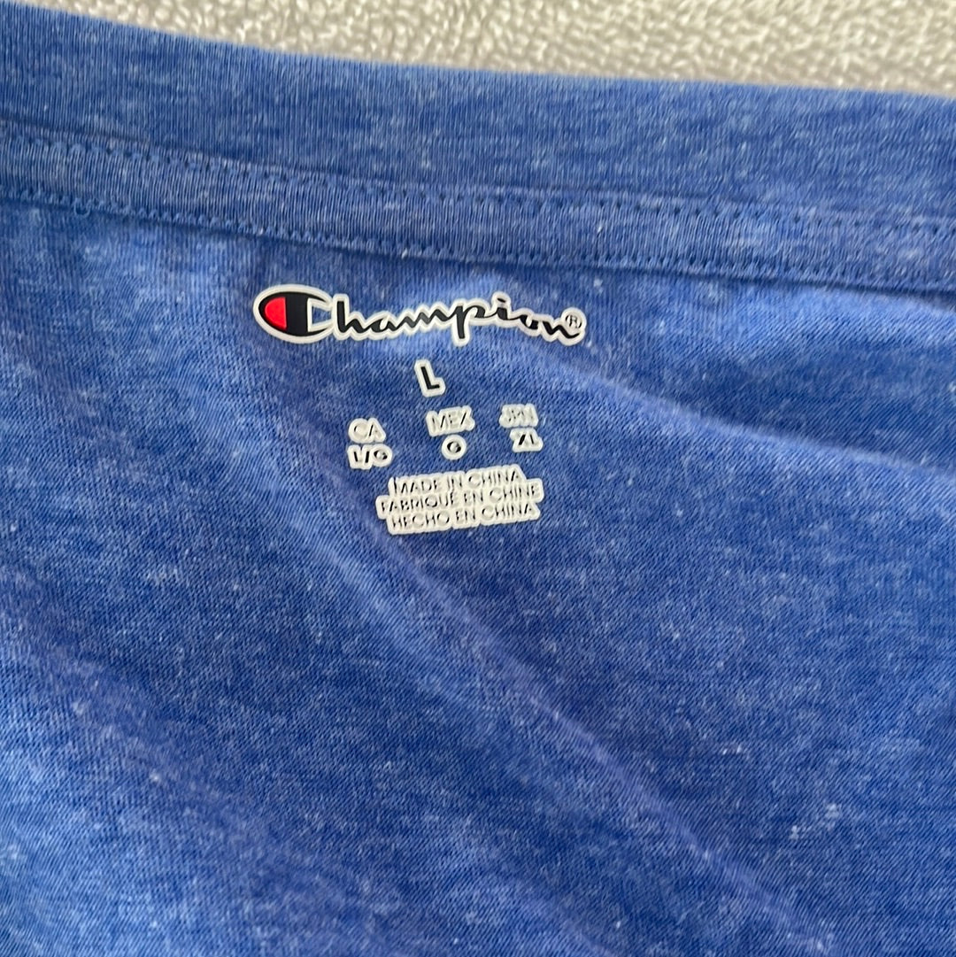 NWT -- CHAMPION blue Kansas Jayhawks V-Neck Shirt -- L