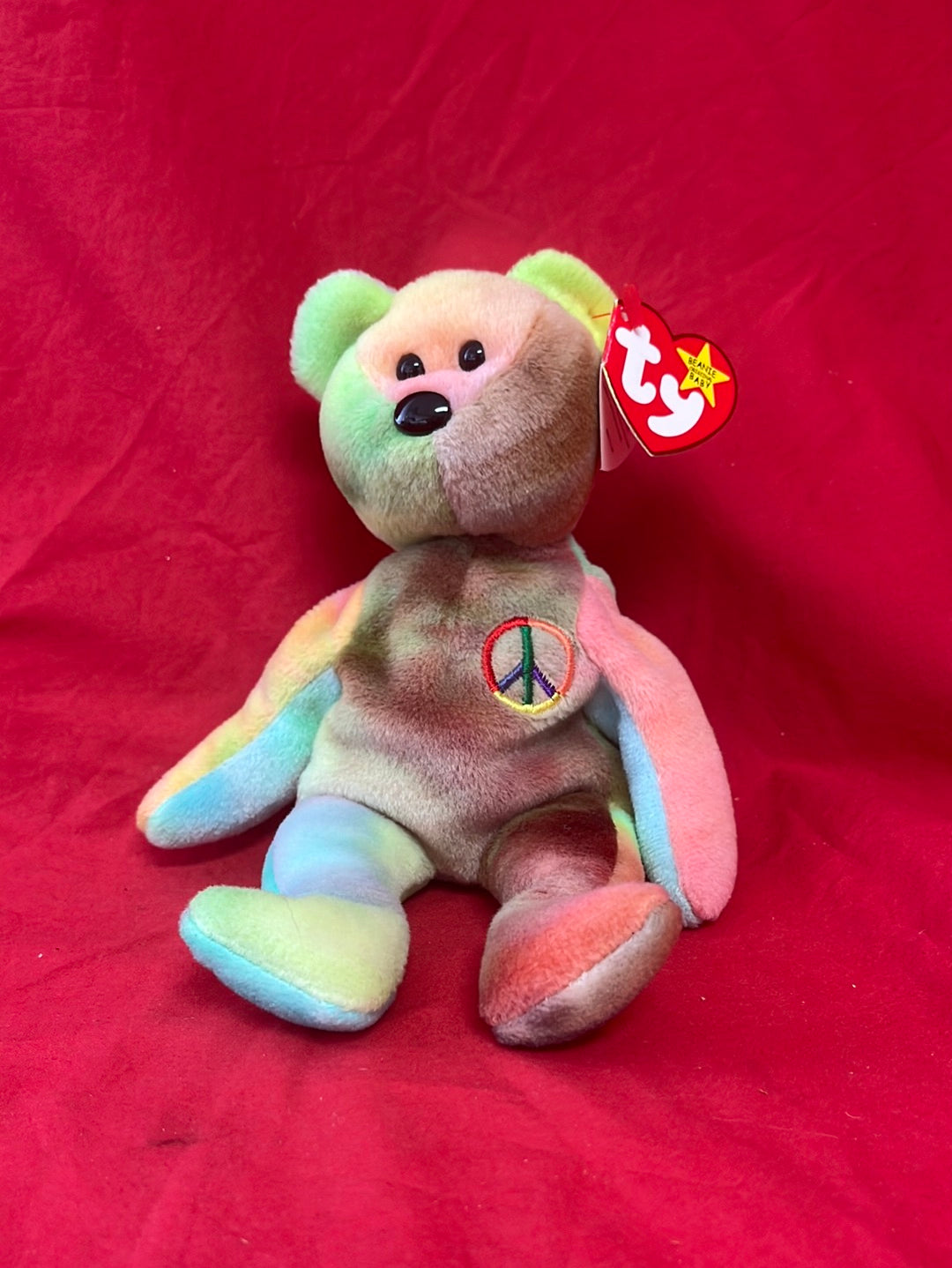VTG -- TY Beanie Baby Tie-Dye Peace Bear -- 1996