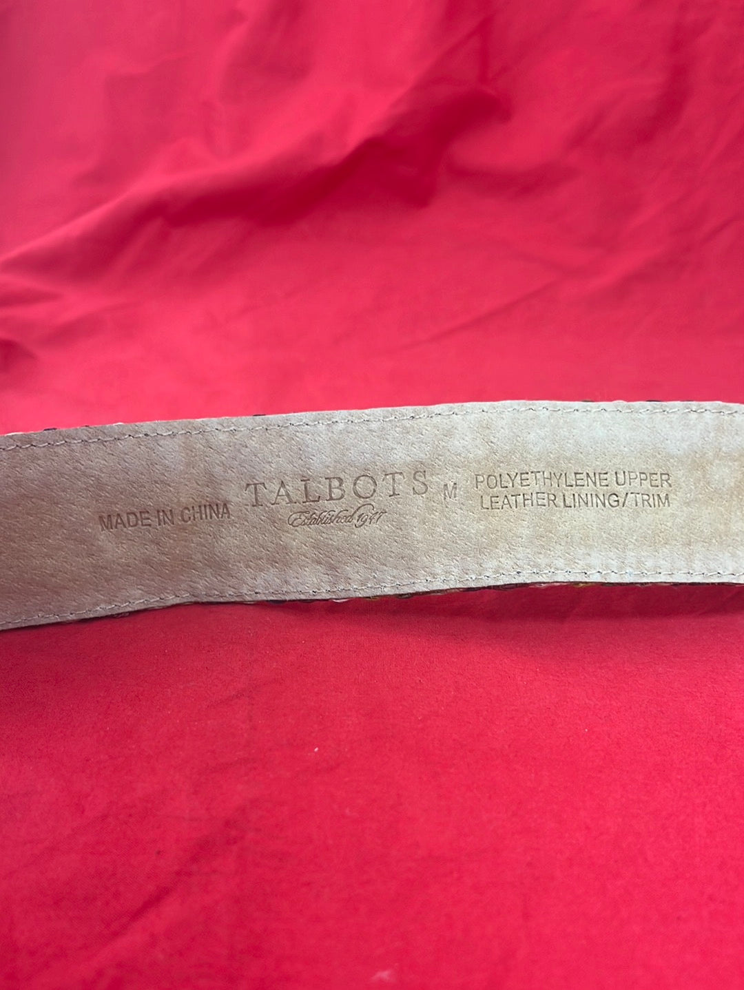 TALBOTS Earth-Tone Polyurethane Leather-Lined Medium Width Belt -- Size M