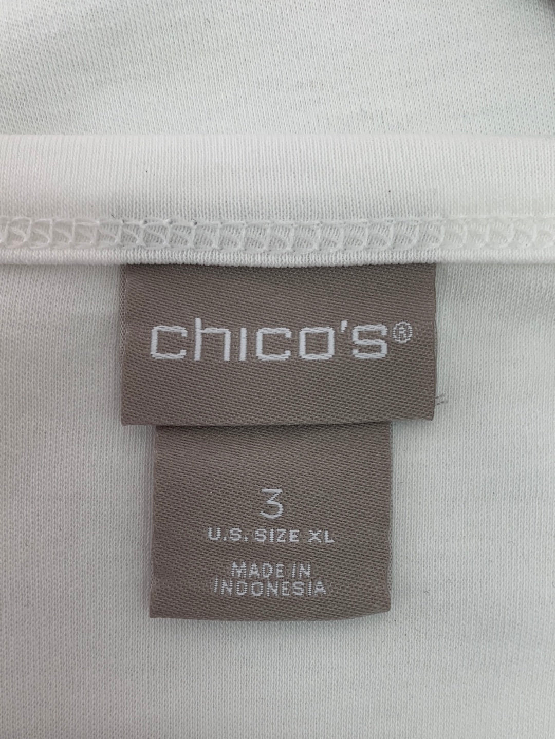 NWT - CHICO'S alabaster white Lace Trim 1/2 Sleeve Knit Top - 3 (XL 16/18)