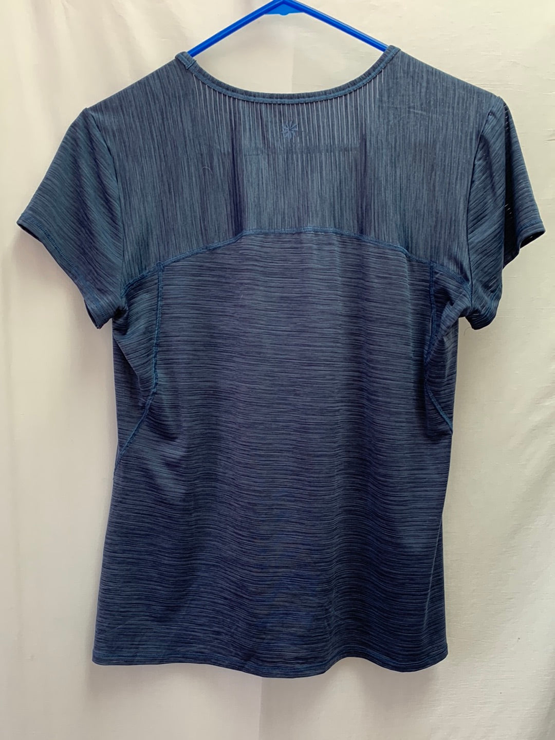 ATHLETA navy Burnout Sheer Stripe Short Sleeve Athletic Top - Large
