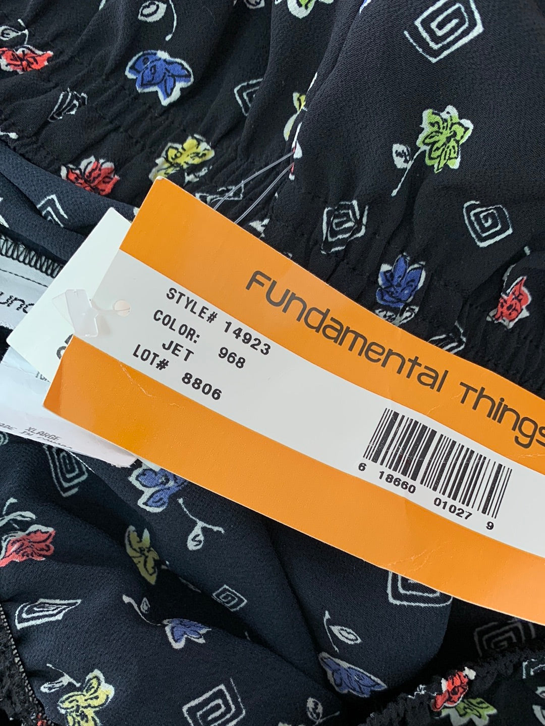 Vintage NWT - FUNDAMENTAL THINGS black flower print Pull On Pants - XL