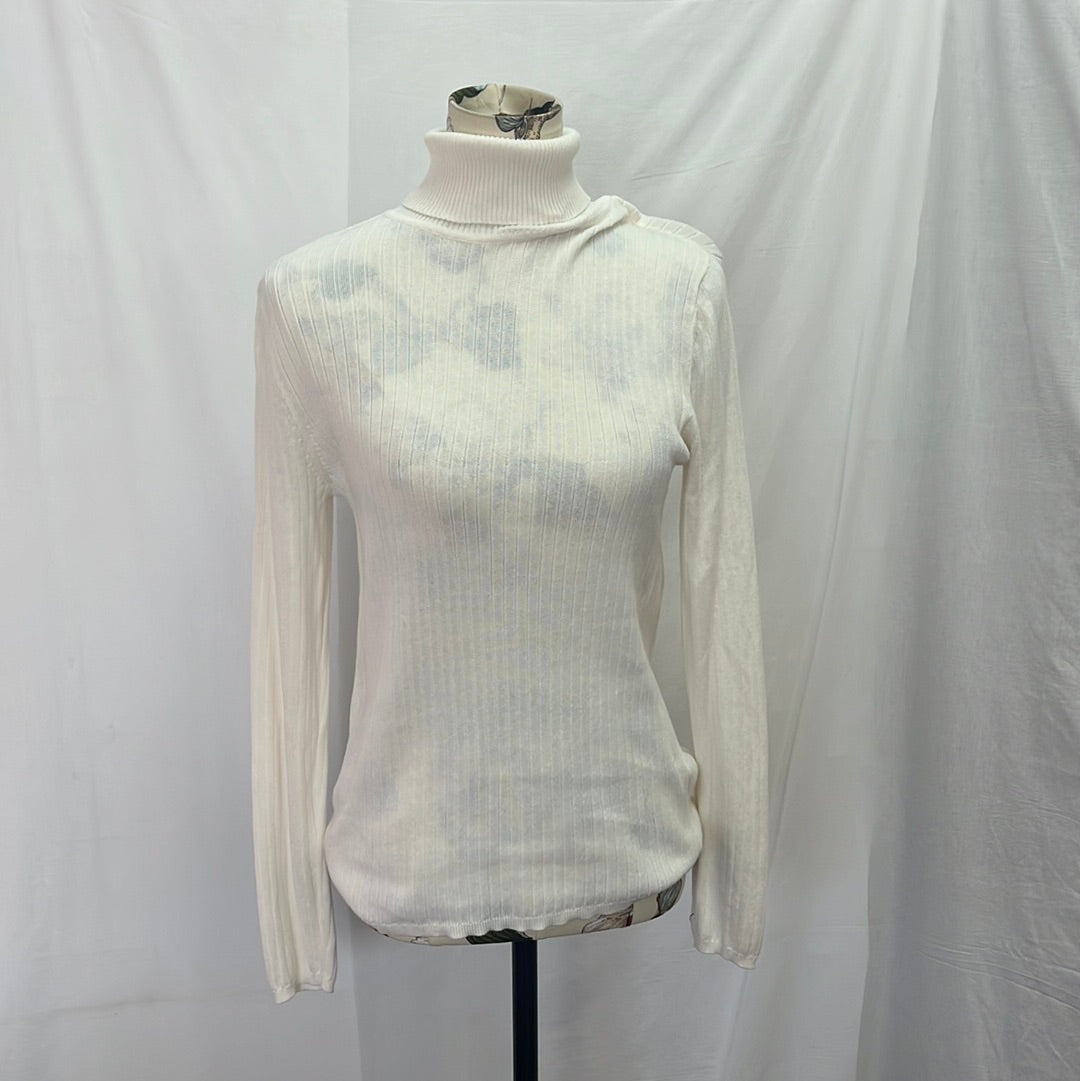 Talbots Crème Turtleneck Pima Cotton Sweater -- L