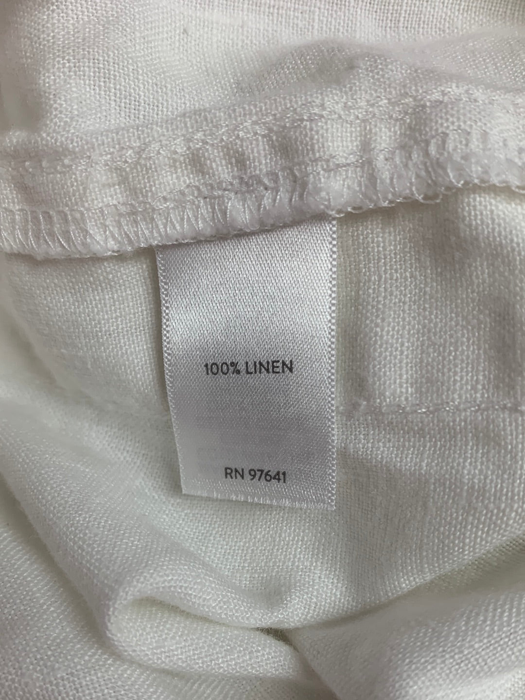 J JILL PURE JILL white LINEN Pull On Roll Tab Pants - L