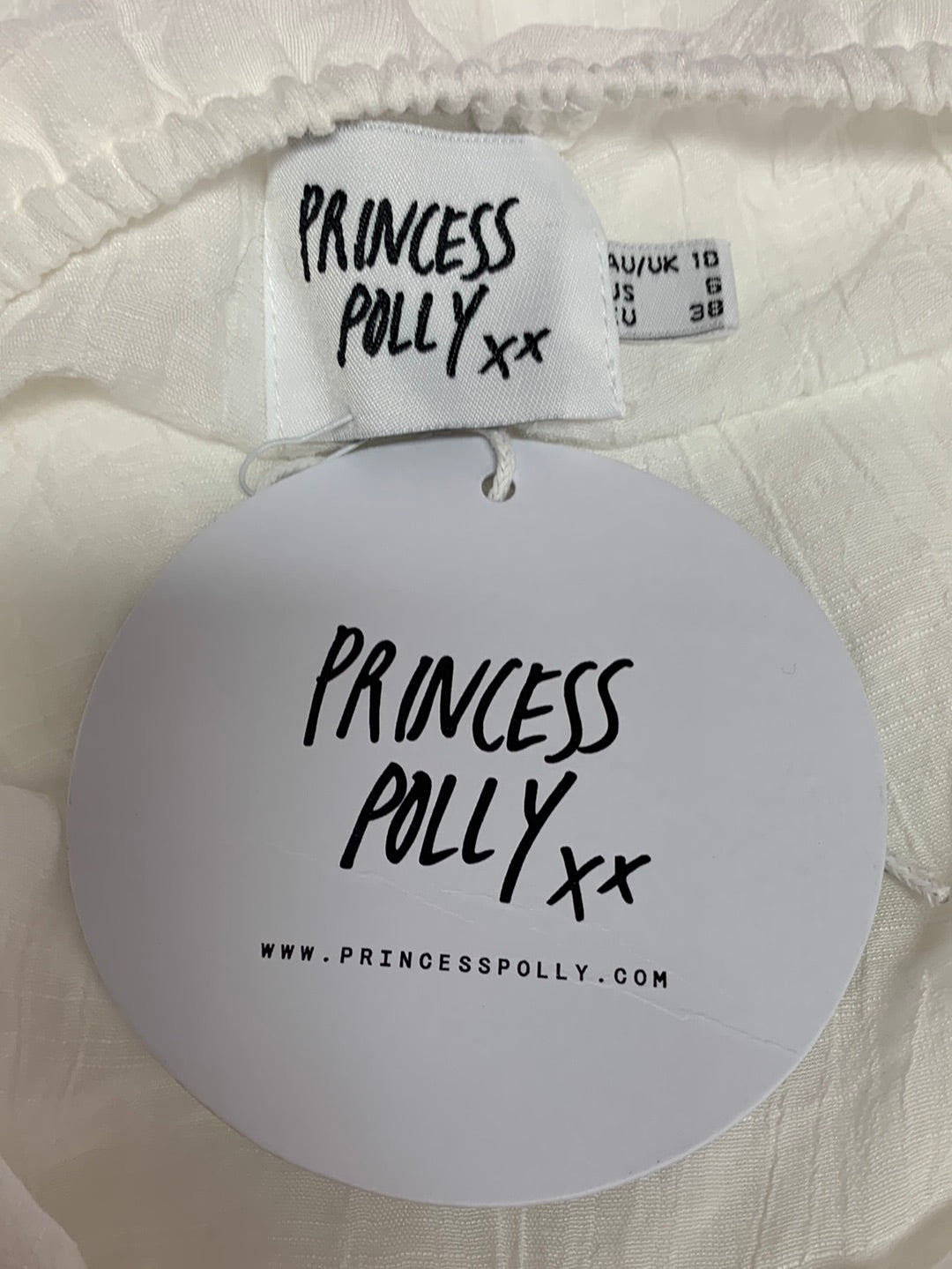 NWT - PRINCESS POLLY white Danica Puff Sleeves Midi Dress - 6